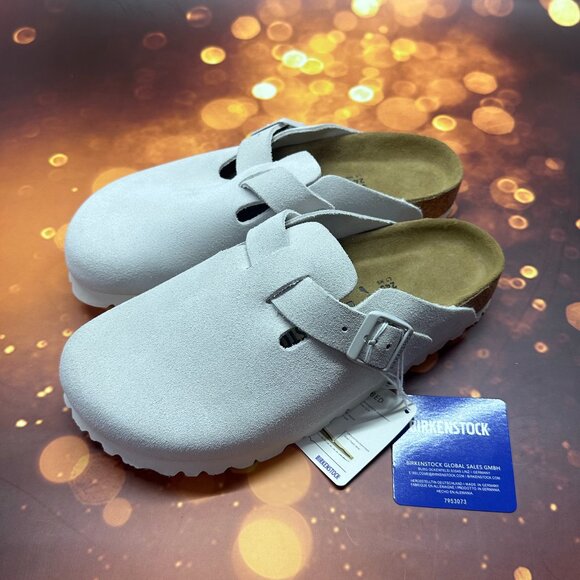 🎁Birkenstock Boston Soft Shoes Suede Sandals Clogs Mules  Black - Picture 5 of 5